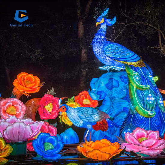 Grande spettacolo di lanterne di seta natalizie all'aperto